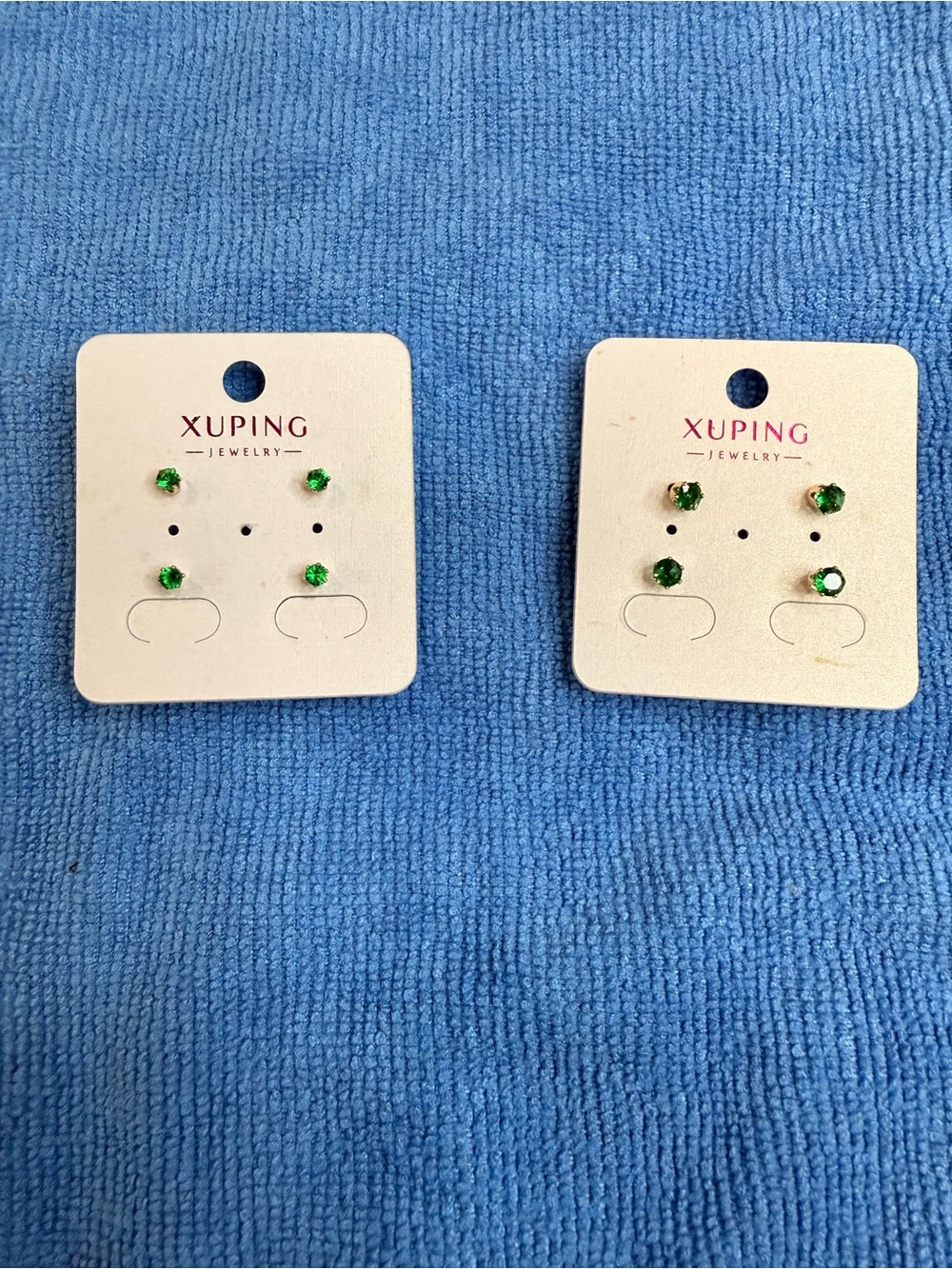 2 sets Xuping Jewelry Green Crystal Stud Earring Set (4pairs)